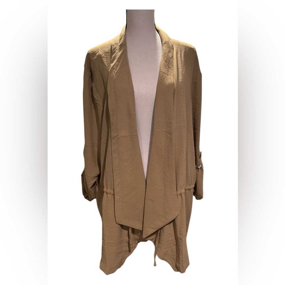 Jules & Leopold Tan Open Front drawstring Jacket